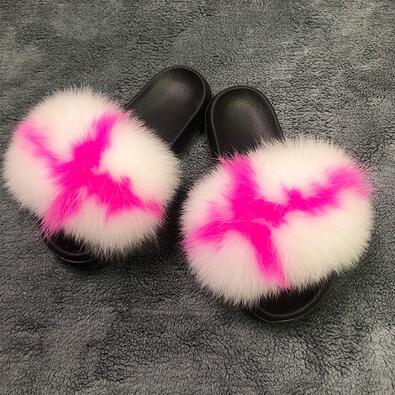 New Arrival Girl Luxury Fluffy Fur Slippers Ladies Indoor Warm