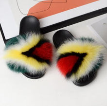 Load image into Gallery viewer, New Arrival Girl Luxury Fluffy Fur Slippers Ladies Indoor Warm Furry Fur Flip Flops Women Amazing Plush Fur Slides Wholesale Hot
