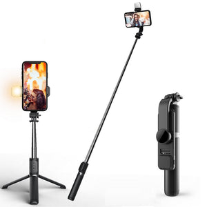 Wireless Bluetooth-compatible Selfie Stick Foldable Mini Tripod Shutter Remote Control for Ios Android