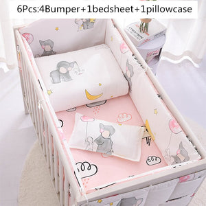 Baby Bedding Set 100%Cotton Cartoon Crib Bed Bumper Newborns Sheet Duvet Cover Child Bed Protector Baby Washable Cot Bedding Set