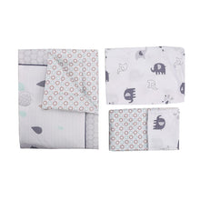 Load image into Gallery viewer, 3Pcs Cotton Crib Bed Linen Kit For Boy Girl Baby Bedding Set Includes Bed Quilt/bed Cover/bed Skirt Cute Cartoon Elephant Print
