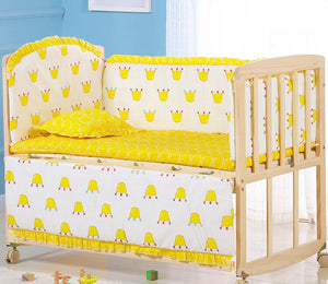 6pcs 60*120 Newborn Baby Bedding Set For Girl Boy Crib Bumper Protector Crown Design Baby Bed Bumper Bed Sheet Pillowcase ZT44