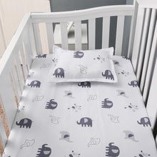 Load image into Gallery viewer, 3Pcs Cotton Crib Bed Linen Kit For Boy Girl Baby Bedding Set Includes Bed Quilt/bed Cover/bed Skirt Cute Cartoon Elephant Print
