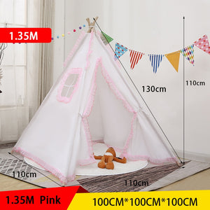 Children's Tent Teepee Tent For Kids Portable Tipi House For Children Cabana Kids Tents Decoration Carpet LED Lights