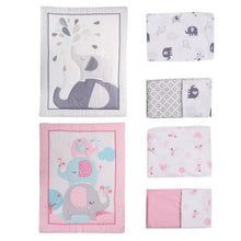 Load image into Gallery viewer, 3Pcs Cotton Crib Bed Linen Kit For Boy Girl Baby Bedding Set Includes Bed Quilt/bed Cover/bed Skirt Cute Cartoon Elephant Print
