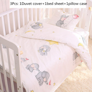 Baby Bedding Set 100%Cotton Cartoon Crib Bed Bumper Newborns Sheet Duvet Cover Child Bed Protector Baby Washable Cot Bedding Set