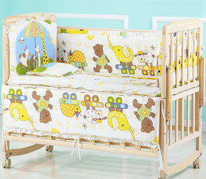 6pcs 60*120 Newborn Baby Bedding Set For Girl Boy Crib Bumper Protector Crown Design Baby Bed Bumper Bed Sheet Pillowcase ZT44