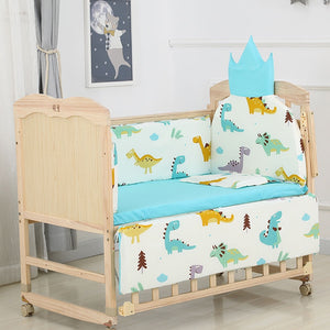 6pcs 60*120 Newborn Baby Bedding Set For Girl Boy Crib Bumper Protector Crown Design Baby Bed Bumper Bed Sheet Pillowcase ZT44