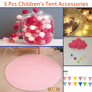 Children's Tent Teepee Tent For Kids Portable Tipi House For Children Cabana Kids Tents Decoration Carpet LED Lights