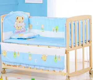 6pcs 60*120 Newborn Baby Bedding Set For Girl Boy Crib Bumper Protector Crown Design Baby Bed Bumper Bed Sheet Pillowcase ZT44