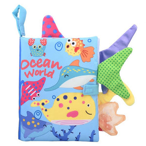 0-36M Baby Early Learning Toy Tail Cloth Book Parent-child Interactive Sound Paper Puzzle Cloth Book Rattle Baby Book