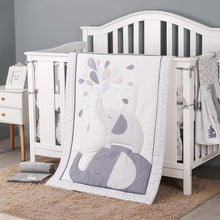 Load image into Gallery viewer, 3Pcs Cotton Crib Bed Linen Kit For Boy Girl Baby Bedding Set Includes Bed Quilt/bed Cover/bed Skirt Cute Cartoon Elephant Print
