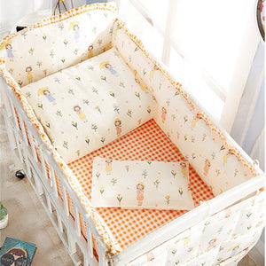 Baby Cot / Crib Bedding Set - 4 Bumpers + 1 Bed sheet + 1 pillowcase - Various Designs