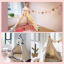 Load image into Gallery viewer, Children&#39;s Tent Teepee Tent For Kids Portable Tipi House For Children Cabana Kids Tents Decoration Carpet LED Lights
