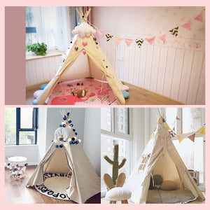 Children's Tent Teepee Tent For Kids Portable Tipi House For Children Cabana Kids Tents Decoration Carpet LED Lights