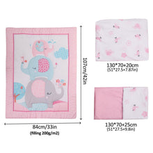 Load image into Gallery viewer, 3Pcs Cotton Crib Bed Linen Kit For Boy Girl Baby Bedding Set Includes Bed Quilt/bed Cover/bed Skirt Cute Cartoon Elephant Print
