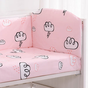 Baby Bedding Set 100%Cotton Cartoon Crib Bed Bumper Newborns Sheet Duvet Cover Child Bed Protector Baby Washable Cot Bedding Set