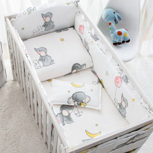 Baby Cot / Crib Bedding Set - 4 Bumpers + 1 Bed sheet + 1 pillowcase - Various Designs