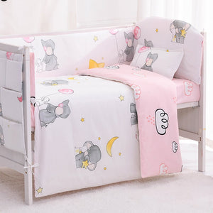 Baby Bedding Set 100%Cotton Cartoon Crib Bed Bumper Newborns Sheet Duvet Cover Child Bed Protector Baby Washable Cot Bedding Set