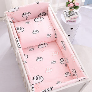 Baby Bedding Set 100%Cotton Cartoon Crib Bed Bumper Newborns Sheet Duvet Cover Child Bed Protector Baby Washable Cot Bedding Set