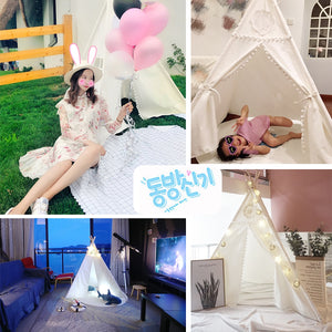 Children's Tent Teepee Tent For Kids Portable Tipi House For Children Cabana Kids Tents Decoration Carpet LED Lights