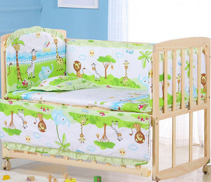 6pcs 60*120 Newborn Baby Bedding Set For Girl Boy Crib Bumper Protector Crown Design Baby Bed Bumper Bed Sheet Pillowcase ZT44