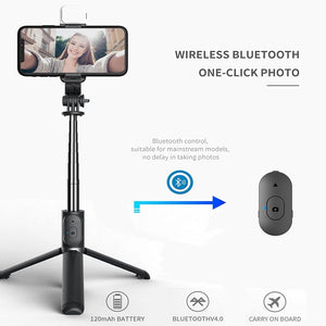 Wireless Bluetooth-compatible Selfie Stick Foldable Mini Tripod Shutter Remote Control for Ios Android