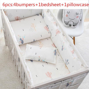 Baby Cot / Crib Bedding Set - 4 Bumpers + 1 Bed sheet + 1 pillowcase - Various Designs