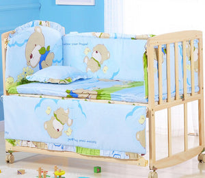 6pcs 60*120 Newborn Baby Bedding Set For Girl Boy Crib Bumper Protector Crown Design Baby Bed Bumper Bed Sheet Pillowcase ZT44