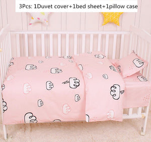 Baby Bedding Set 100%Cotton Cartoon Crib Bed Bumper Newborns Sheet Duvet Cover Child Bed Protector Baby Washable Cot Bedding Set