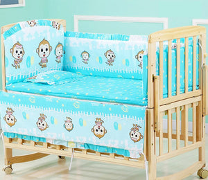 6pcs 60*120 Newborn Baby Bedding Set For Girl Boy Crib Bumper Protector Crown Design Baby Bed Bumper Bed Sheet Pillowcase ZT44