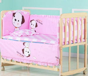 6pcs 60*120 Newborn Baby Bedding Set For Girl Boy Crib Bumper Protector Crown Design Baby Bed Bumper Bed Sheet Pillowcase ZT44