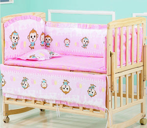 6pcs 60*120 Newborn Baby Bedding Set For Girl Boy Crib Bumper Protector Crown Design Baby Bed Bumper Bed Sheet Pillowcase ZT44