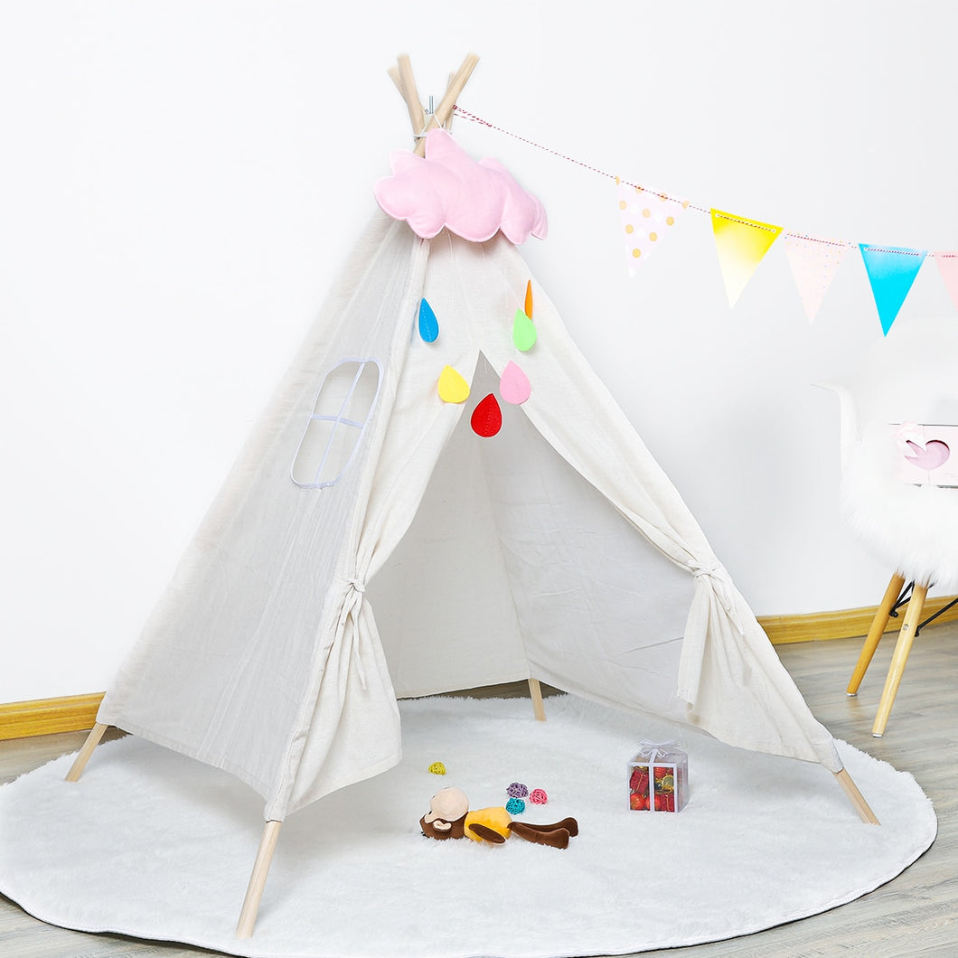 Children's Tent Teepee Tent For Kids Portable Tipi House For Children Cabana Kids Tents Decoration Carpet LED Lights