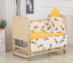 6pcs 60*120 Newborn Baby Bedding Set For Girl Boy Crib Bumper Protector Crown Design Baby Bed Bumper Bed Sheet Pillowcase ZT44