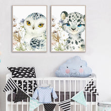 Load image into Gallery viewer, personalized poster baby name custom canvas Painting Print Lion Elephant Raccoon Rabbit Wall Art Decoration Kids Bedroom Picture
