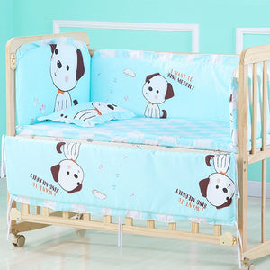 6pcs 60*120 Newborn Baby Bedding Set For Girl Boy Crib Bumper Protector Crown Design Baby Bed Bumper Bed Sheet Pillowcase ZT44