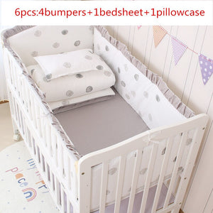 Baby Cot / Crib Bedding Set - 4 Bumpers + 1 Bed sheet + 1 pillowcase - Various Designs